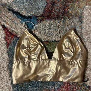 Forever 21 gold metallic bra top